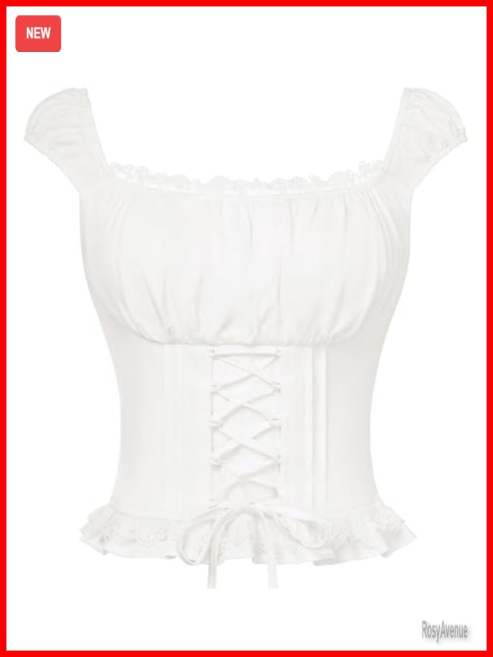 Renaissance Corset Top Peasant Blouse Square Neck Smocked